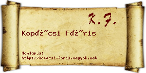 Kopácsi Fóris névjegykártya